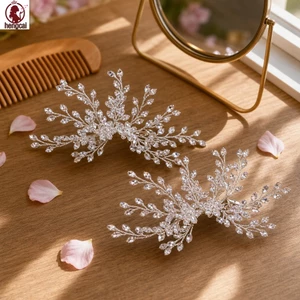 2 Kẹp Tóc Hoa Hợp Kim Bền Chống Trơn Trượt Nhẹ Cho Tiệc Cưới Hàng Ngày