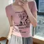 Áo thun cổ chữ U in chữ ngắn mùa hè Phong cách mới kiểu Mỹ Retro Slim-fit Hot Girl Top