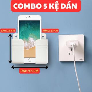 5 Kệ Dán Giá Đỡ Sạc Điện Thoại Di Động Để Remote Gắn Tường Đầu Giường Không Cần Khoan, có lỗ
