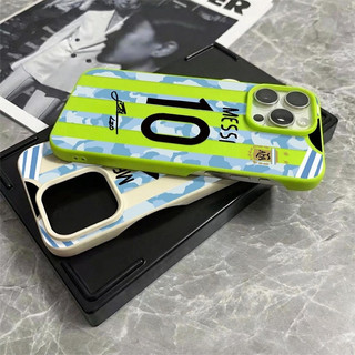 Màu xanh tương phản Không. 10 sọc Thích hợp cho iPhone 12 ProMax Ốp lưng nửa đầu 16 Pro Max 14 11 Pro 15 Pro 17 13 XR 17 ProMax Ốp lưng chống trầy xước mềm chống sốc