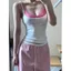 Thiết kế Mỹ Cảm giác mặc nhiều lớp Áo Vest màu tương phản Bộ đồ hai mảnh Nữ Hot Girl In chữ không tay Slim-fit Sli