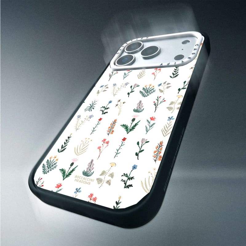 CASECASE X Diitsy Floral - Ốp lưng màu trắng Phiên bản vòng máy ảnh mờ màu đen cứng hút từ tính Vỏ tác động cho Apple IPhone 13 14 15 16 17 Pro Max Air Plus có hộp
