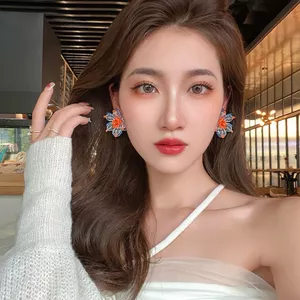 Hàng Ngày Đẹp Thời Trang Bện Pha Lê Hoa Bông Tai Mạ Đồng Bạc 925 Kim Retro Siêu Cổ Tích Đính Hạt Bông Tai Nữ E13122026-6-11