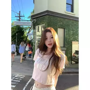 Người yêu nhanh chóng Mùa hè Phong cách mới Chữ thường ngày Áo thun ngắn cổ tròn dáng rộng dáng rộng dáng ôm hơn dành cho nữ