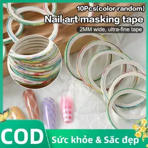Trong kho 10 cuộn 3D móng tay dải băng thiết lập rô dòng DIY Nail Art Stickers đề can cá tuyết