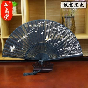 Lụa Cổ Gấp Quạt Nữ Đầu Lụa Phong Cách Trung Hoa Vừa Cao Cấp Quạt Bán Trong Suốt Gấp Di Động Thủ Công Vũ Quạt