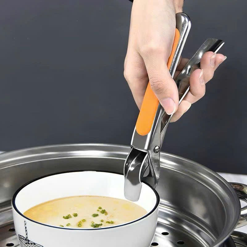 Kẹp INOX 304, kẹp lấy đồ nóng chống bỏng tay có mút silicon chống trượt tiện dụng 17cm