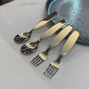 Bộ đồ ăn cho trẻ em bằng thép không gỉ thiện làm sâu Muỗng ăn cho trẻ em Nĩa ăn bằng thép không gỉ 304 Nĩa trẻ em [VN]