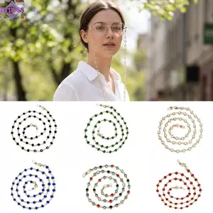 Dây chuyền kính mắt kim cương giả RTJIFSS, Dây treo kính màu kim loại, Kính râm dây chuyền chống trượt thời trang