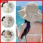 YRBWD Mũ Chống Nắng, Vành Rộng Mũ Rơm Đi Biển, Thời Trang Di Động Chống Tia UV Nơ Ruy Băng Mũ Rơm Du Lịch