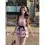 Dopamine Sweet Spicy Pure Desire Style Hollow Careful Machine Top Váy cổ chữ v nhỏ Váy ngắn phù hợp mùa hè