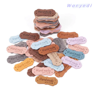WANYEDI 50 Nhãn Da, Thẻ Nổi 15x42mm 10 Màu, Bền Có Lỗ Thẻ Da PU Cho Đan