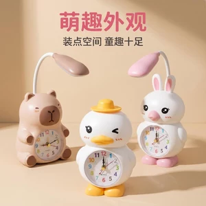 Hoạt Hình Hoạt Hình Đèn Bàn Đồng Hồ Báo Thức Hai Trong Một Thời Gian Đi Bộ Chính Xác Ký Túc Xá Sinh Viên Đầu Giường Đa Năng Đèn Ngủ Đồng Hồ