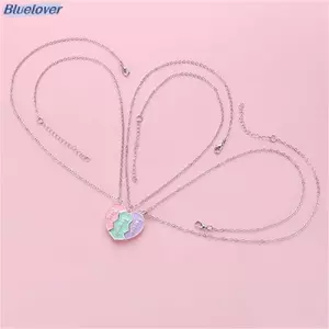 Bluelover Người Bạn Thân Nhất Nelaces Cho 3 Phù Hợp Mặt Dây Chuyền Trái Tim Từ Tính Bff Tình Bạn Nelace Mới