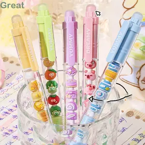 GREAT Panda Cherry Blossom String Pen, DIY Beads Press Gel Pen, Bút Sinh Viên Xóa Được Viết Văn Phòng Phẩm Bút Giải Nén