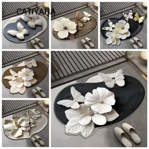 Thảm thấm chống trượt CATIYAHA, Thảm khô nhanh họa tiết thực tế, Thảm trải sàn bướm đa năng thoải mái Phòng khách