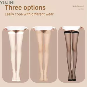 YUJINI 2 Đôi Tất Đầu Gối Đùi, Tất Lụa Màu Trơn Bóng, Gợi Cảm Xuất Hiện Slim Siêu Mỏng Đùi Vớ Cao Gothic