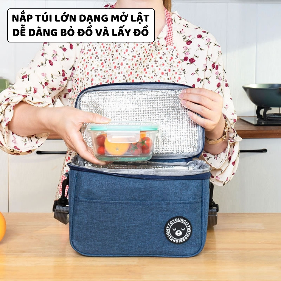 Túi Vải Giữ Nhiệt Đựng Cơm Văn Phòng ENODA HOME, Túi Đựng Hộp Cơm Trưa Kèm Quai Đeo Chéo TUICOM009