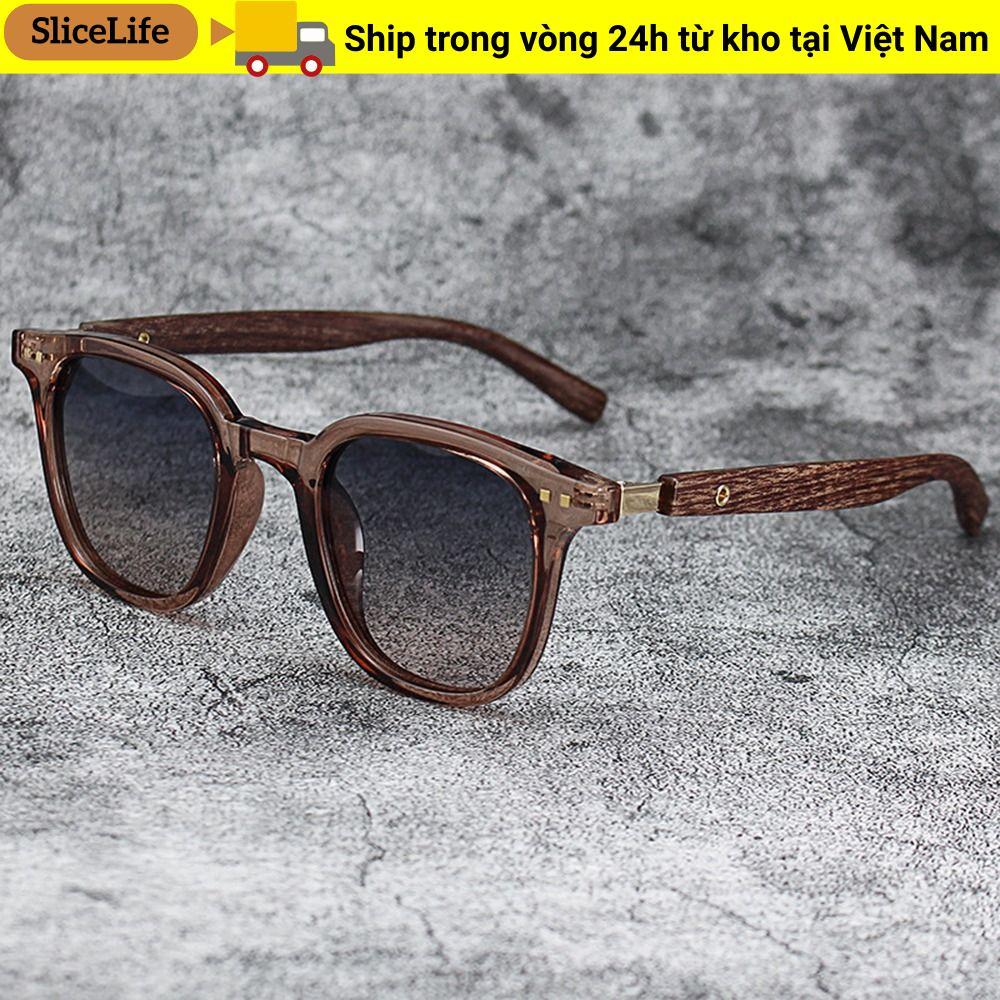 Kính râm hạt gỗ SLICELLIFE, Kính râm gọng vuông chống tia cực tím chụp ảnh đường phố ngoài trời, Kính mắt đi xe đạp thời trang dành cho nữ và nam giới