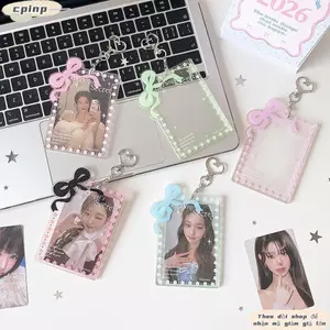 Móc khóa giữ Photocard CPINCP, Giá đỡ huy hiệu ID màu thạch lấp lánh, Hộp đựng thẻ tín dụng 2,4x3,5 Inch chống nước