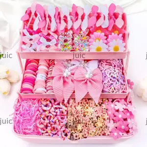 Bộ phụ kiện tóc JUIC, Kẹp tóc bằng nhựa bằng vải, Nơ đầy màu sắc Barrettes Kiểu tóc đuôi ngựa