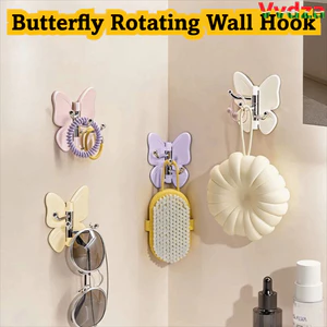 VVDZA 1 / 4 Móc Treo Tường Bướm, Móc Treo Tường Xoay Chống Thấm Nước Bằng Nhựa, Không Khoan Tự Dính Xoay Được Dính Móc Treo Tường Tủ Quần Áo Lưu Trữ