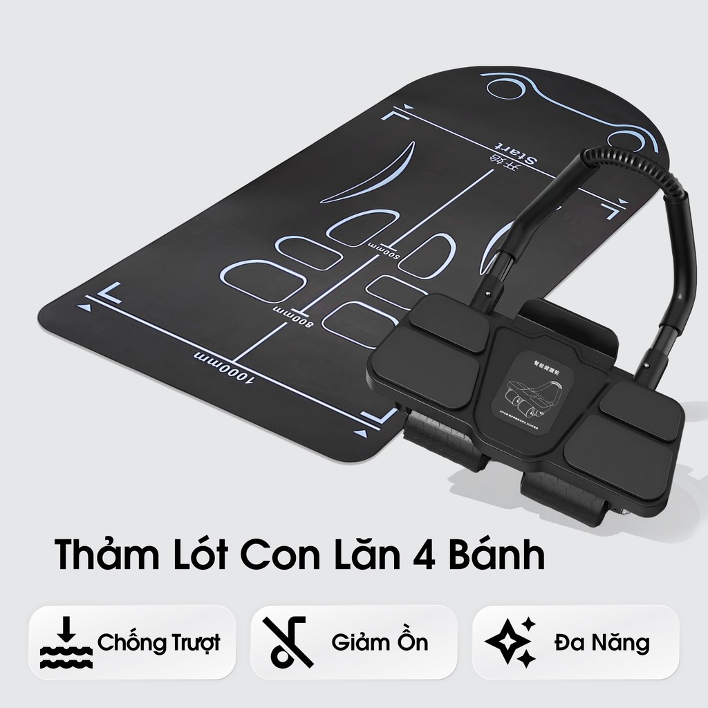 Thảm Lót Con Lăn Tập Bụng 150x60cm Chống Trượt 4mm - Gối Tập Gym Yoga Pilates - ThamConLan
