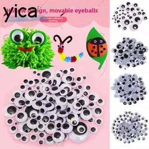 YICA 100 Cái / túi Búp Bê Hoạt Động Mắt, Phụ Kiện DIY Đồ Chơi Quấn Mắt Di Chuyển, Chất Lượng Cao Có / Không Dính Lưng Nhựa Đen Trắng Trẻ Em Thú Nhồi Bông Mắt Sang Trọng