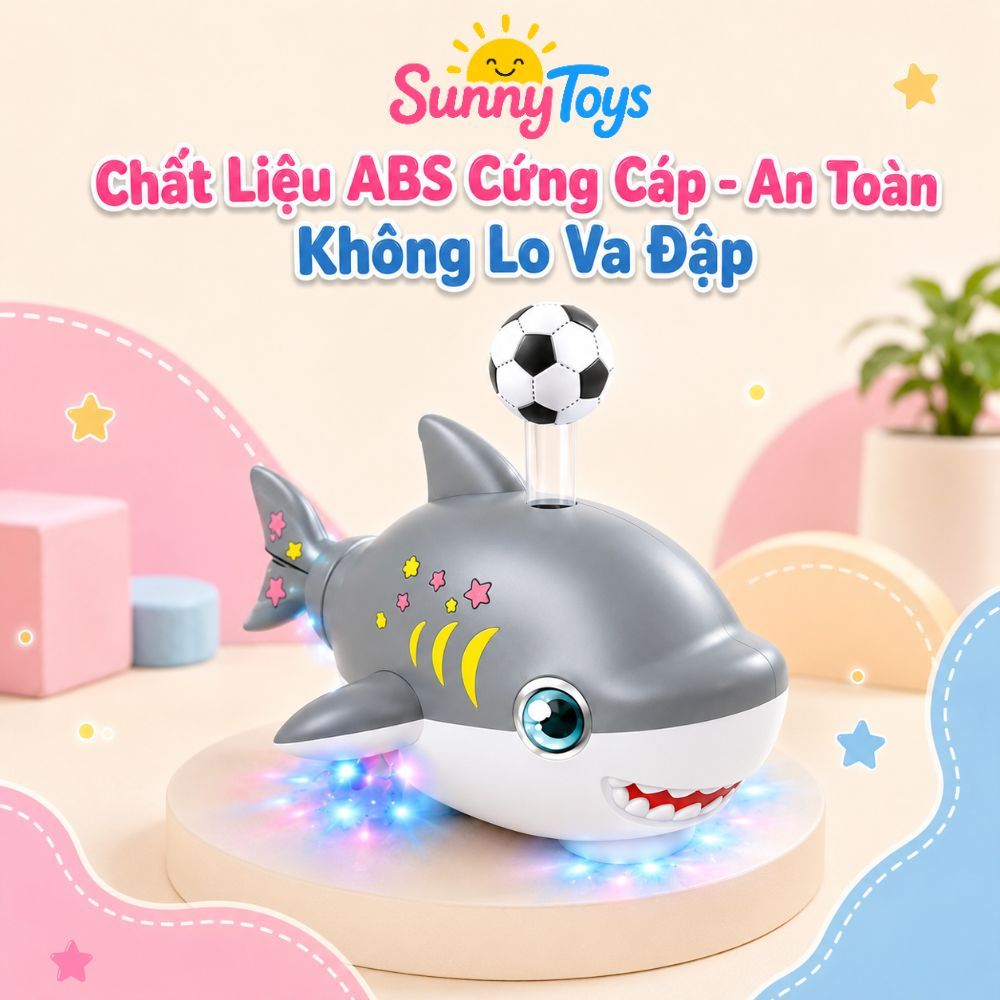 Đồ Chơi Cá Mập Thổi Bóng SunnyToys - Có Đèn LED, Phát Nhạc Cho Bé Đuổi Bóng Vui Nhộn