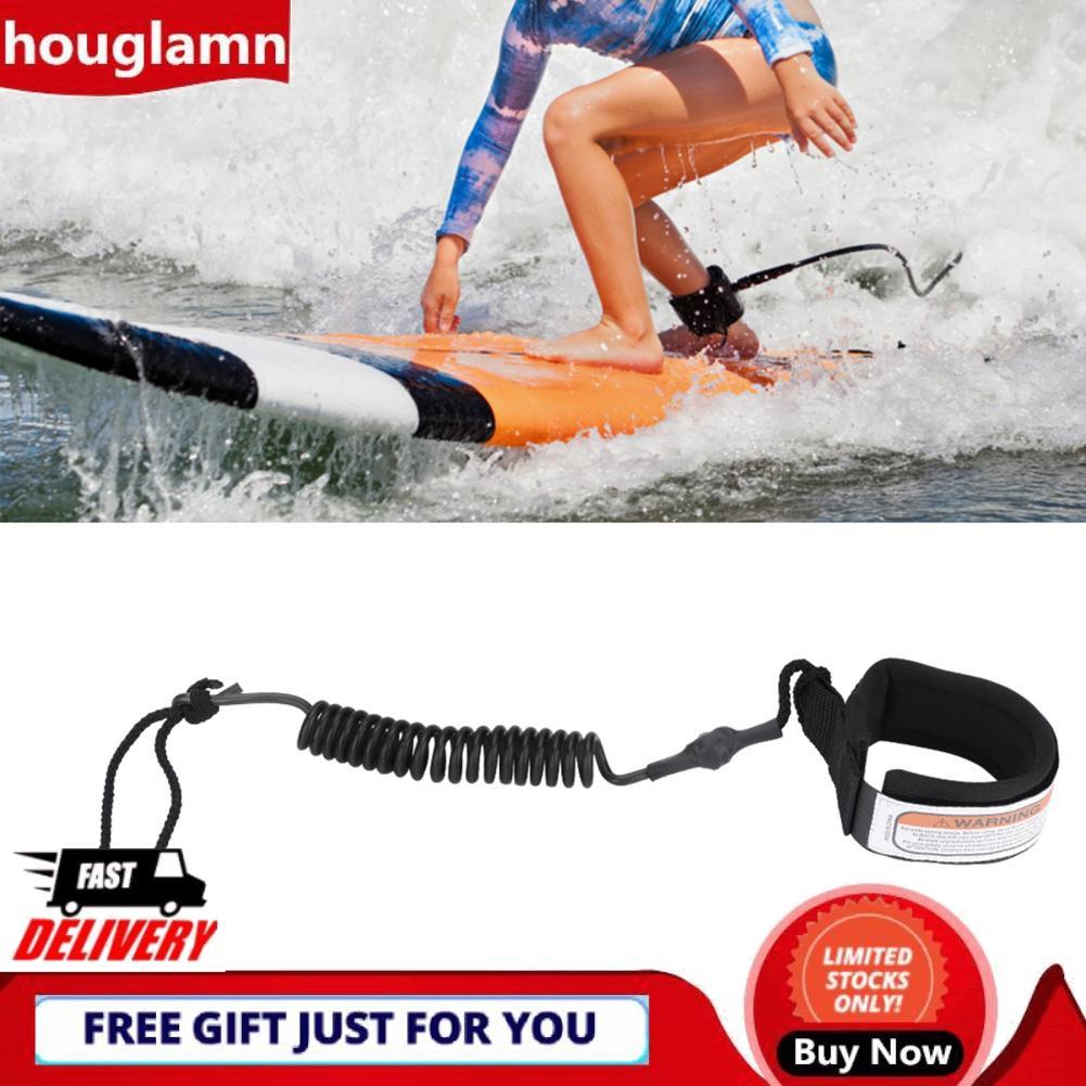 houglamn Qioni Cuộn dây SUP Leash Surfboard 5 mm Chân lò xo Dây lướt sóng cho & Ván chèo đứng bơm hơi (Màu đen)