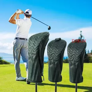 DARON Golf Wood Cover, Da PU Mallet Putter Golf Headcover, Vỏ bảo vệ bụi 2 màu Hybrid Golf Club Protector Driver Fairway