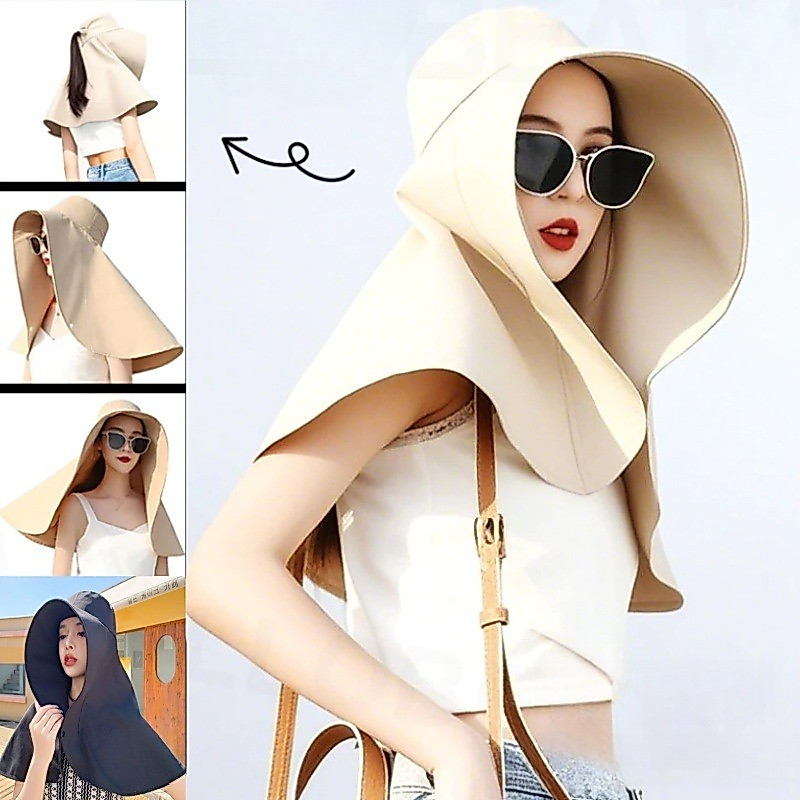 Mũ Chống Nắng Vành Rộng,Mũ Trùm Đầu Nữ Vải Cotton Chống Tia UV UPF50+,Che Mặt Cổ Toàn Diện