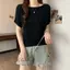 Áo thun ngắn tay dệt kim màu xám phong cách Hàn Quốc mùa hè dành cho nữ một vai ngắn hẹp dáng ôm hàng đầu Hot Girl Slimer Look