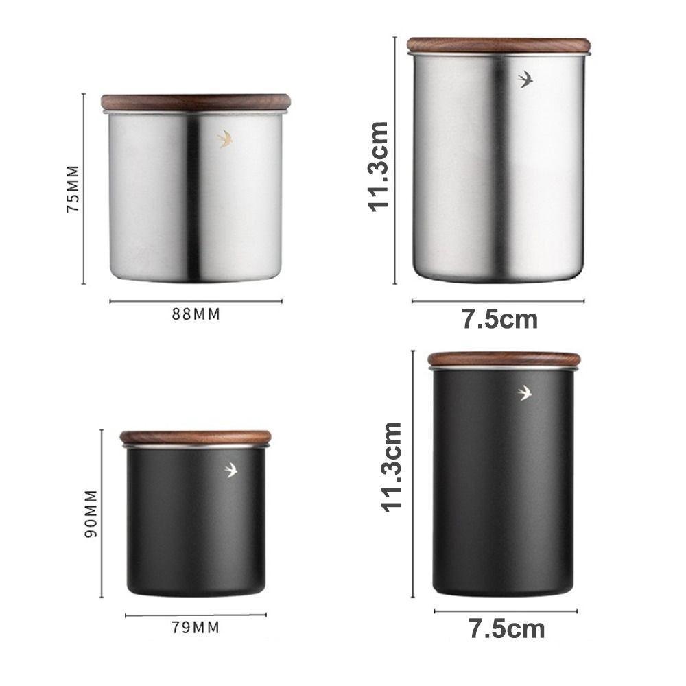 HOBBYIN Matcha Jar, Hộp Trà Dung Tích Lớn Bằng Thép Không Gỉ, Chai Bảo Quản Nắp Gỗ 380ml 560ml Cho Kẹo Đường