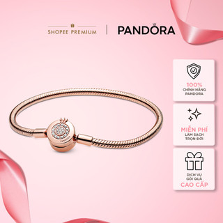 Vòng Tay Pandora Moments Mạ Vàng Hồng 14k Khóa Crown O