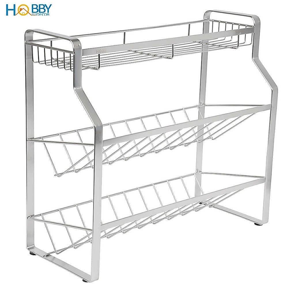 Kệ để gia vị chai lọ nhà bếp 3 tầng inox 304 đa năng Hobby home decor GV4
