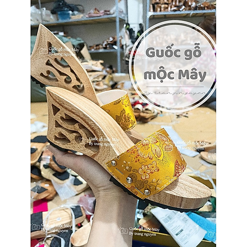 [NEW] Guốc mộc 7 phân lộng mix gấm hot sang trọng quý phái - Mộc mây store