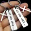 HFTOY Let Lead · · · · · Móc khóa bằng thép không gỉ Faith Cross, Móc chìa khóa tôn giáo Vòng ví Túi Bapa Charm Quà tặng hàng ngày ~