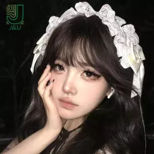 Gothic Cosplay Tai Mèo Ren Nơ Mũ Ren Ngọt Nơ Ruy Băng Mũ Đội Đầu Cho Nữ Kẹp Tóc Vintage Phụ Kiện Tóc