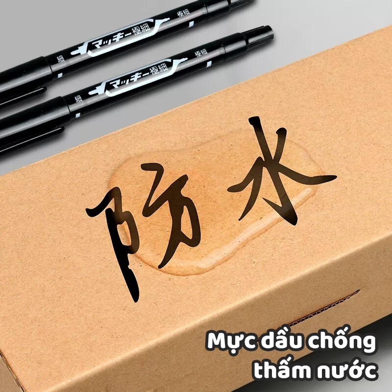 Bút Lông Dầu 2 Đầu Bút Dạ Kính Mực Đen Đỏ Vẽ Mỹ Thuật Sketch Đánh Dấu Khô Nhanh
