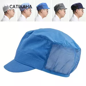 Mũ đầu bếp CATIYAHA, Mũ làm việc lưới thoáng khí bằng vải, Phụ kiện nấu ăn Dịch vụ thực phẩm Mặc công việc Chống khói Chống bụi Nấu ăn Mũ vệ sinh Nhà máy