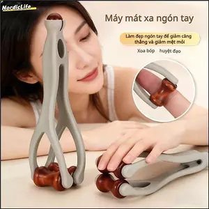 Con lăn Massage ngón tay NORDICLIFE, Máy mát xa ngón tay thiết kế kẹp gỗ nguyên khối, di động với 360° Con lăn Bấm huyệt để giảm kinh tuyến trị liệu bằng tay
