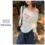 Milyfashion Phiên Bản Hàn Quốc Dễ Thương KT In Hình Áo Thun Ren Khâu Đeo Vai Mùa Hè Phong Cách Mới Kem Chống Nắng Lười Top 8TSB