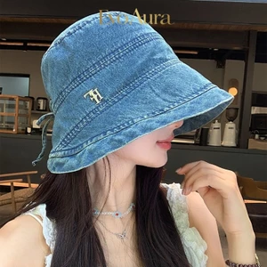 Mũ Xô Denim Mềm Mại Phong Cách Hàn Quốc Che Nắng Tốt - Mũ Bucket Vải Jean Wash Tạo Kiểu Cho Người Đầu To