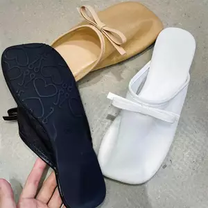 TT Nơ Nửa Dép Nữ Flat Lười Mules Mùa Hè Dép Thoáng Khí Dép Dép