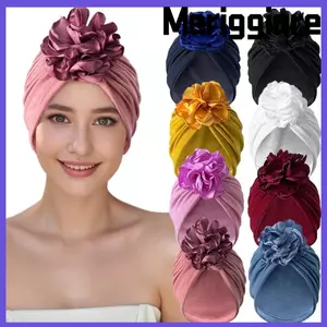 MERIGGIARE Hijab Hồi Giáo, Co Giãn Màu Trơn Nữ Mũ Turban, Hoa Lớn Nữ Tóc Phụ Kiện Tóc