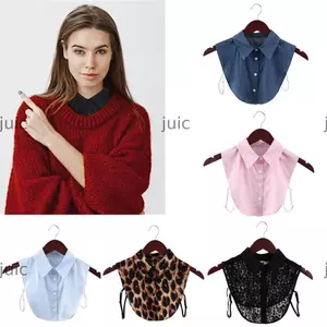 Áo Sơ Mi JUIC Cổ Giả Có Thể Tháo Rời Vintage Cổ Điển Ren Đen / Trắng Bò Da Báo Hạt Cotton