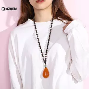 KUZHEN Vintage Phong Cách Dân Tộc Nữ Ne Dây Xích Thả Hạt Dây Choker Áo Len Dây Xích Dài Nữ Mặt Dây Chuyền Nelace Trang Sức HOT