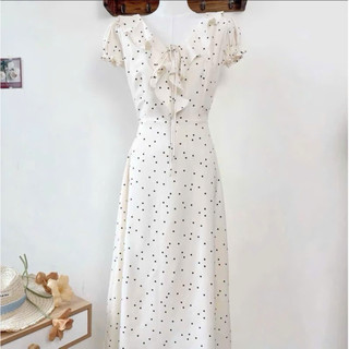 (MAY KỸ )ĐẦM Maxi Chấm Bi Phối Bèo Đơn Giản Mà Đẹp Có BIGSIZE  THOITRANGNAM1986