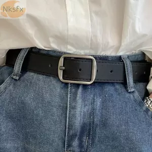 Thắt lưng nữ NKSFX, Thắt lưng màu nâu đen bằng da PU, Váy có thể điều chỉnh thông thường Dây thắt lưng trang trí